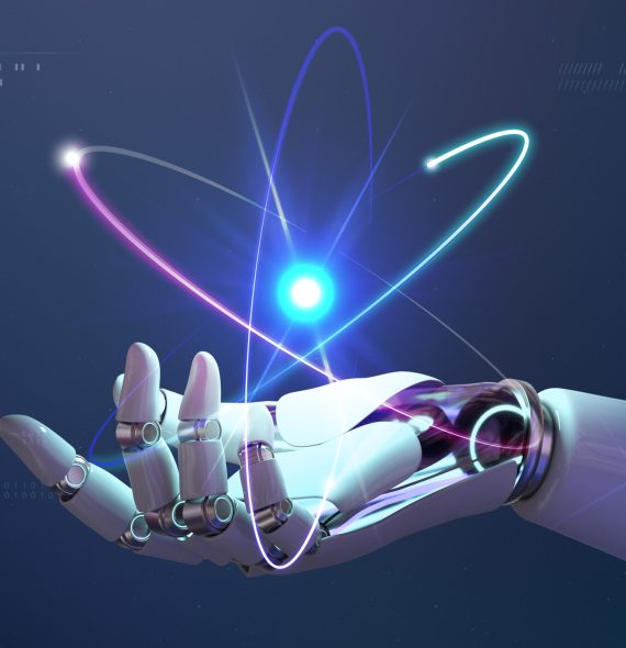 AI nuclear energy background, future innovation of disruptive technology